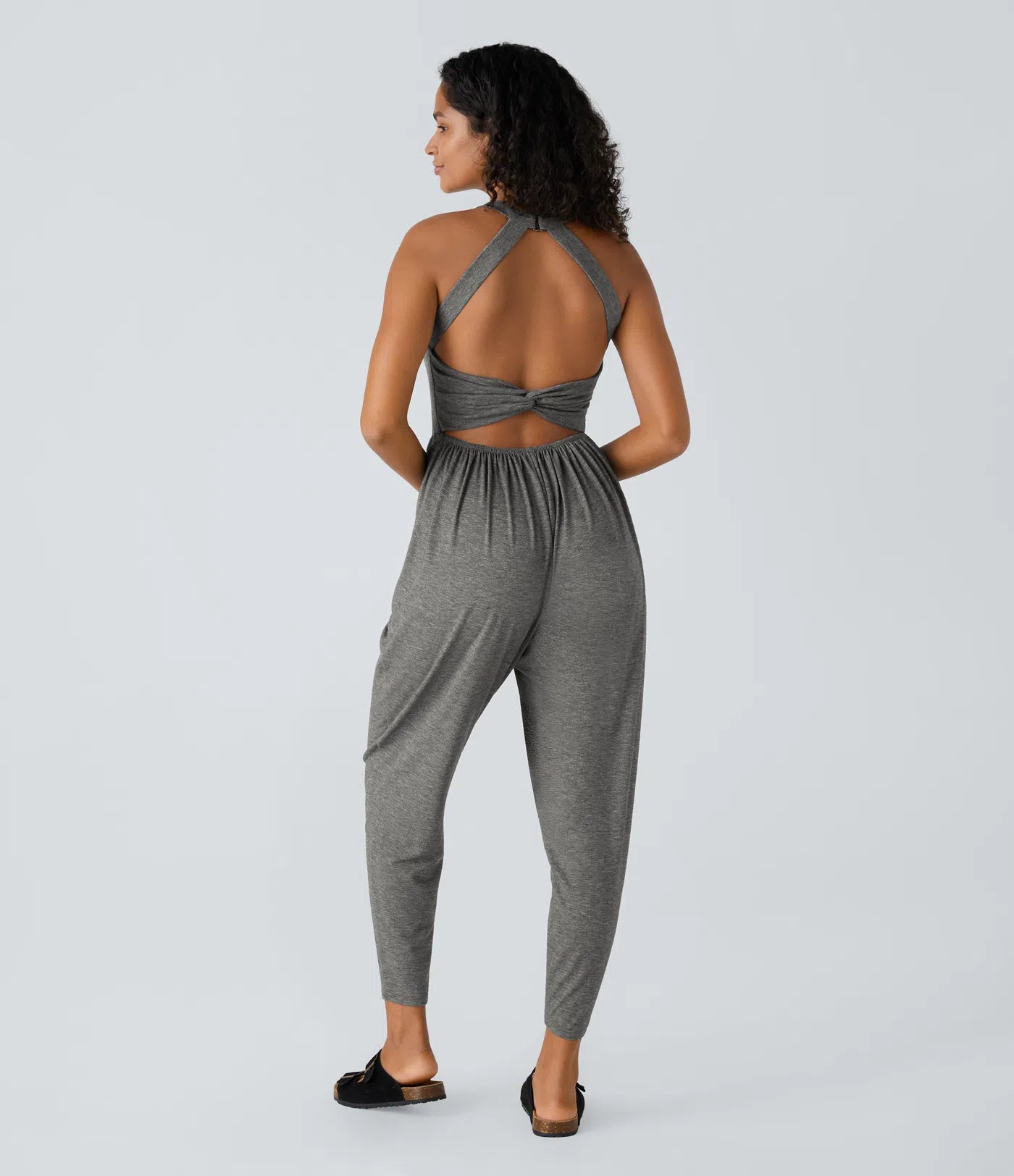 💝Last day promotion-⏰Backless Twisted U Neck Side Pocket Harem Casual Jumpsuit-Easy Peezy Edition