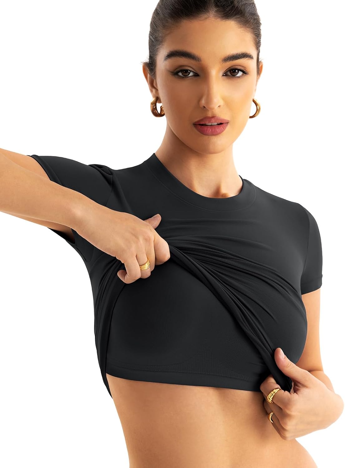💝FINAL SALE💝Women’s Seamless Double-Layer Top – Short Sleeve Crewneck