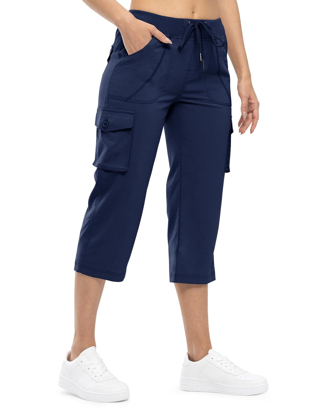 🔥Last day promotion!Women’s Loose Fit Lightweight Capri Cargo Pants – Casual 3/4 Trousers with 6 Pockets