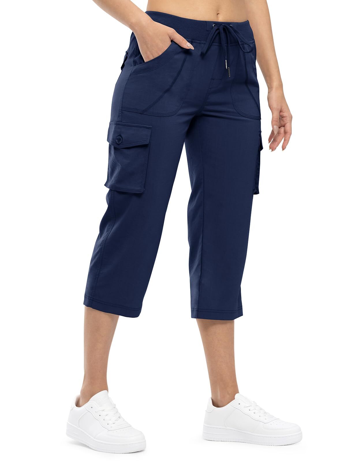🔥Last day promotion!Women’s Loose Fit Lightweight Capri Cargo Pants – Casual 3/4 Trousers with 6 Pockets