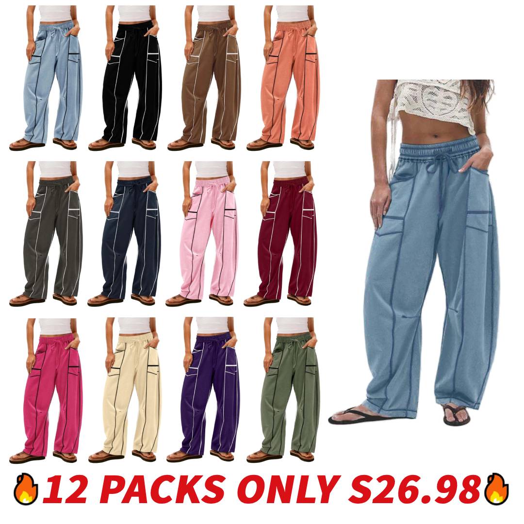 Women's Loose Wide-Leg Drawstring Sweatpants with Pockets