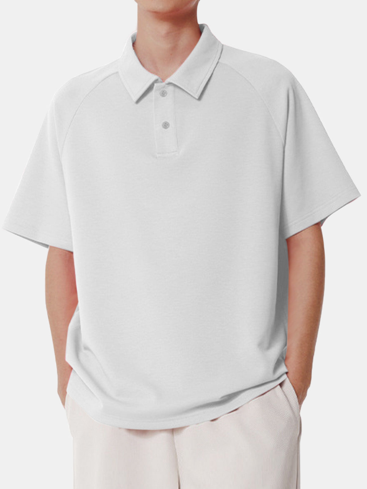 Men's Solid Color Comfortable Cotton Casual Daily Raglan Short-sleeved Polo Shirt