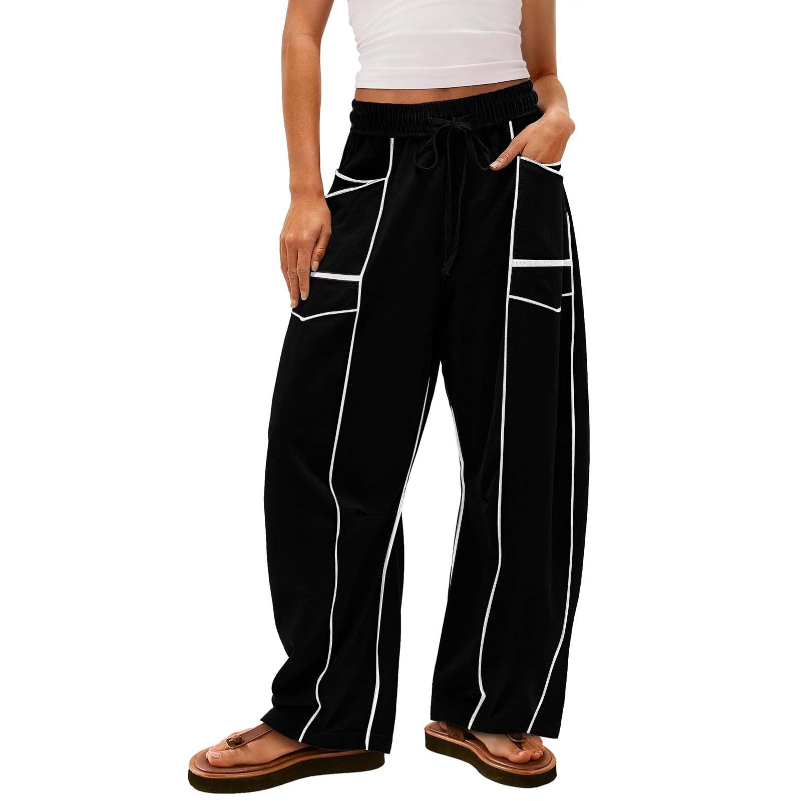 Women's Loose Wide-Leg Drawstring Sweatpants with Pockets