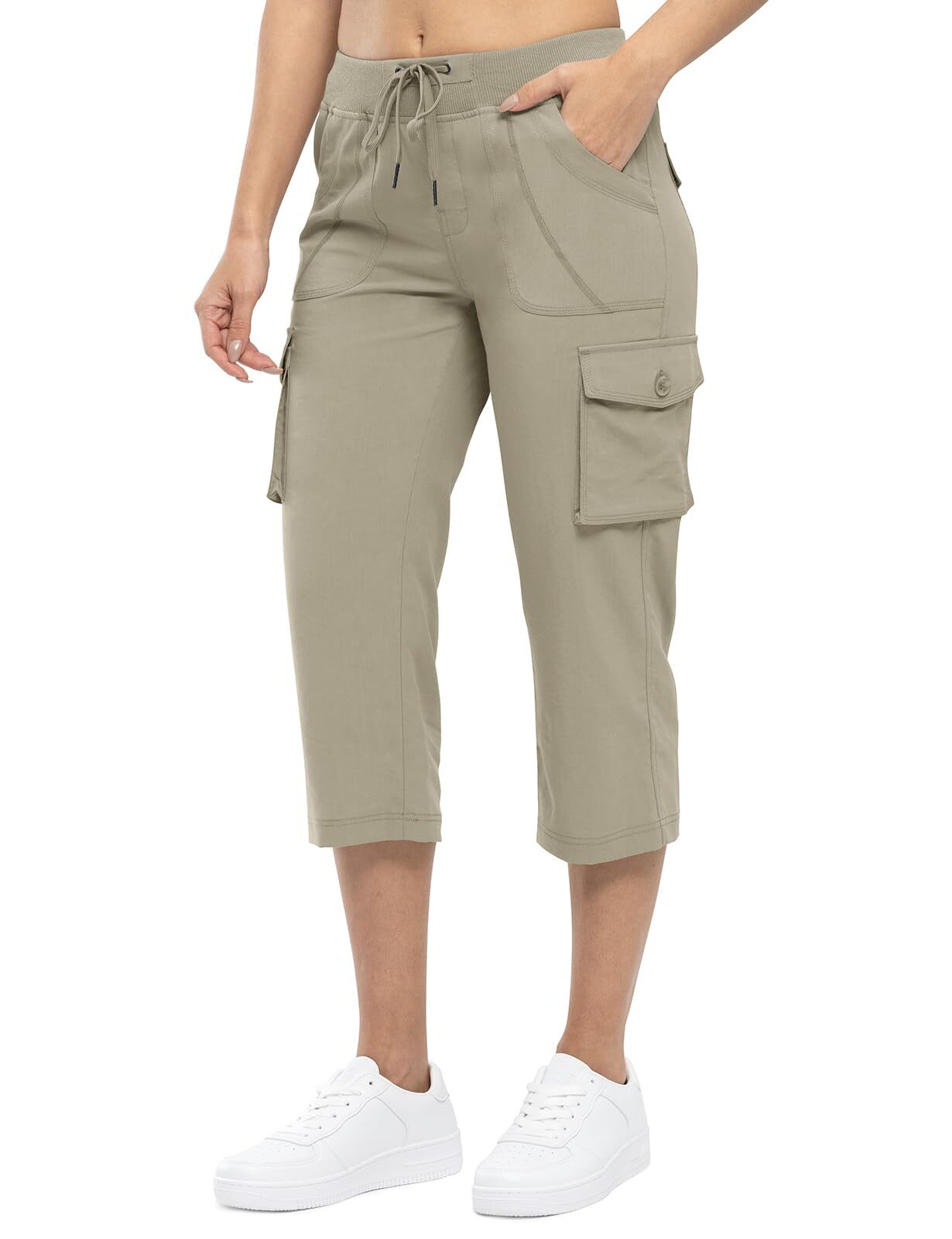 🔥Last day promotion!Women’s Loose Fit Lightweight Capri Cargo Pants – Casual 3/4 Trousers with 6 Pockets