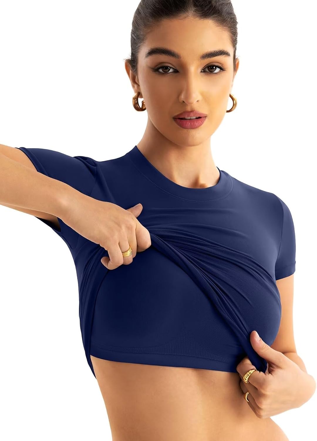 💝FINAL SALE💝Women’s Seamless Double-Layer Top – Short Sleeve Crewneck