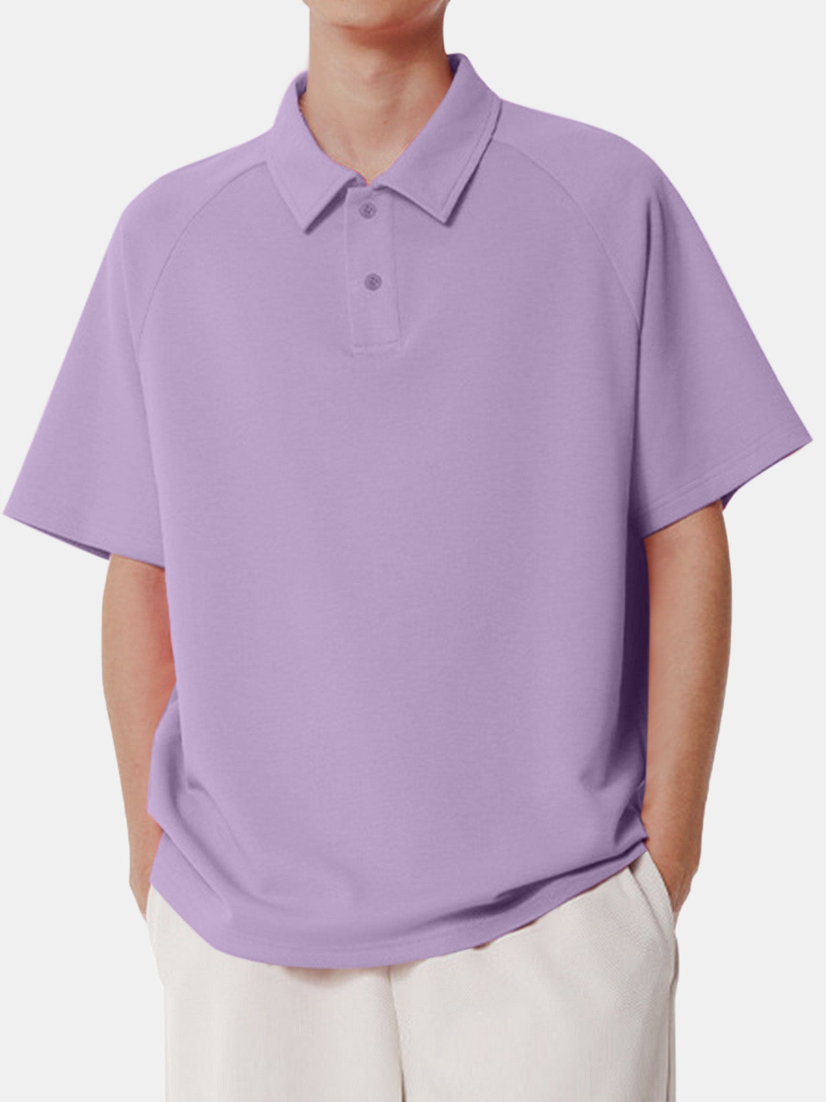 Men's Solid Color Comfortable Cotton Casual Daily Raglan Short-sleeved Polo Shirt