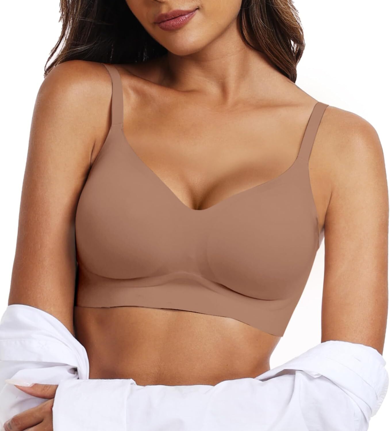 Women's daily push-up bra comfortable no-wire V-neck seamless no-wire bra