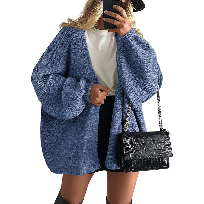Women's Oversized Cardigan Sweater Fall Long Lantern Sleeve Knit Open Front Lightweight Sweater Knitwear Tops