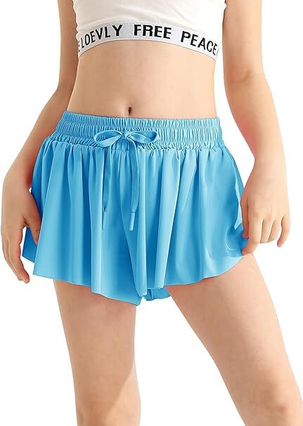 Women's Flowy Butterfly Athletic Running Workout Spandex Gym Yoga Tennis Skirts with Pocket