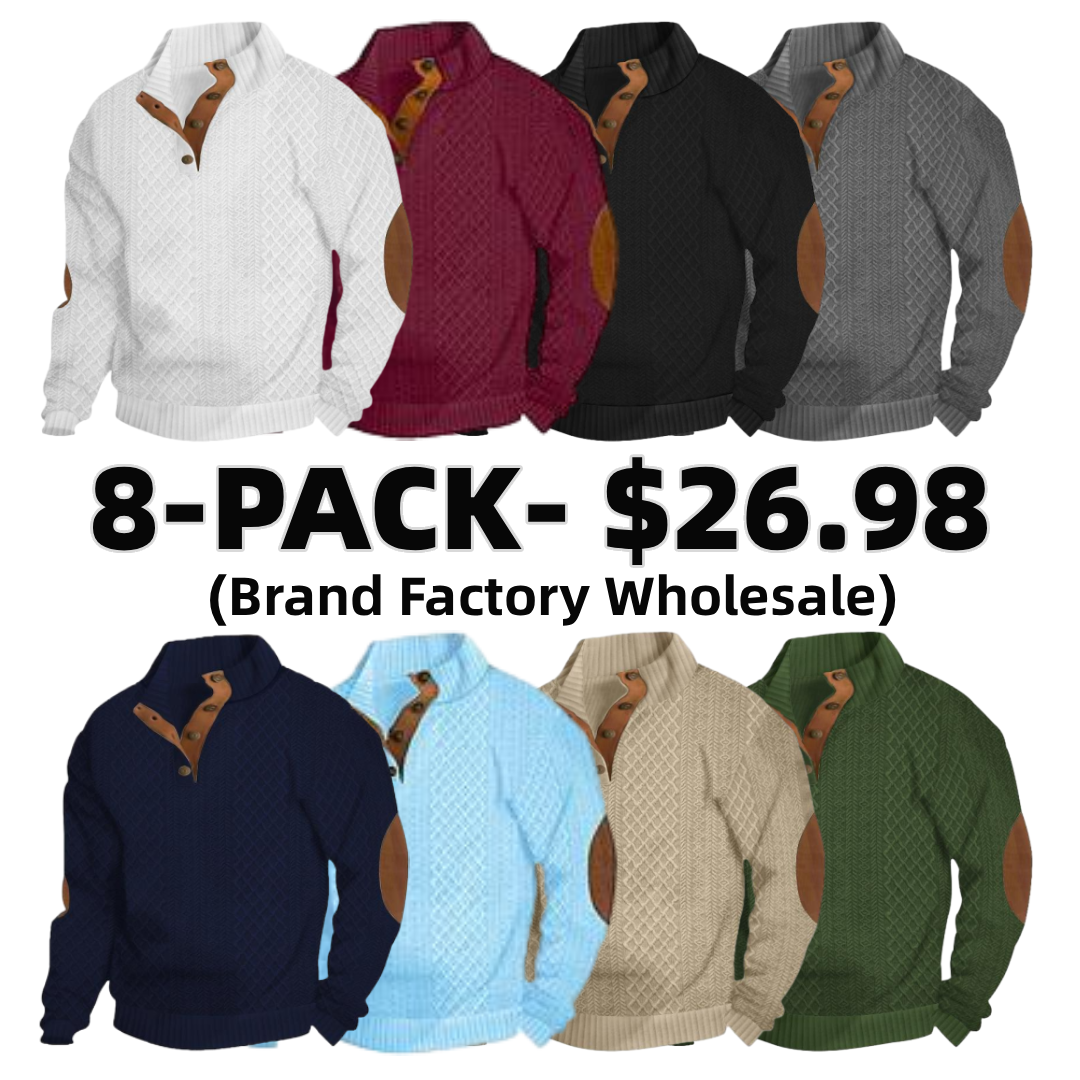 🔥SEPTEMBER HOT-SALE 🔥Men's Spring/Fall Stand Collar Long Sleeve Casual Outdoor Jacquard Knit Sweatshirt