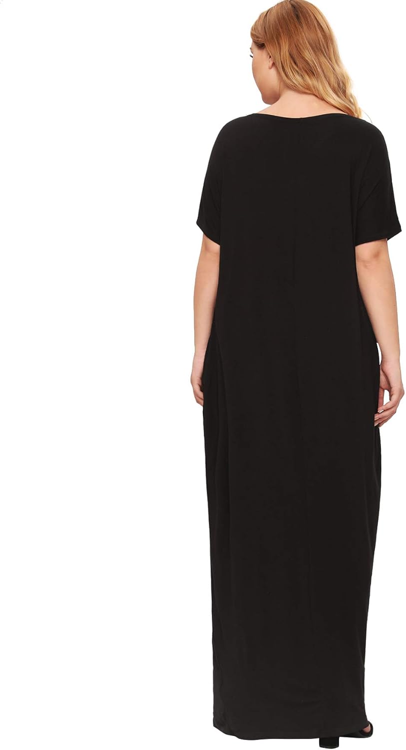 Bloomcin Women's Short Sleeve Loose Long Maxi Lounge Dress with Pockets