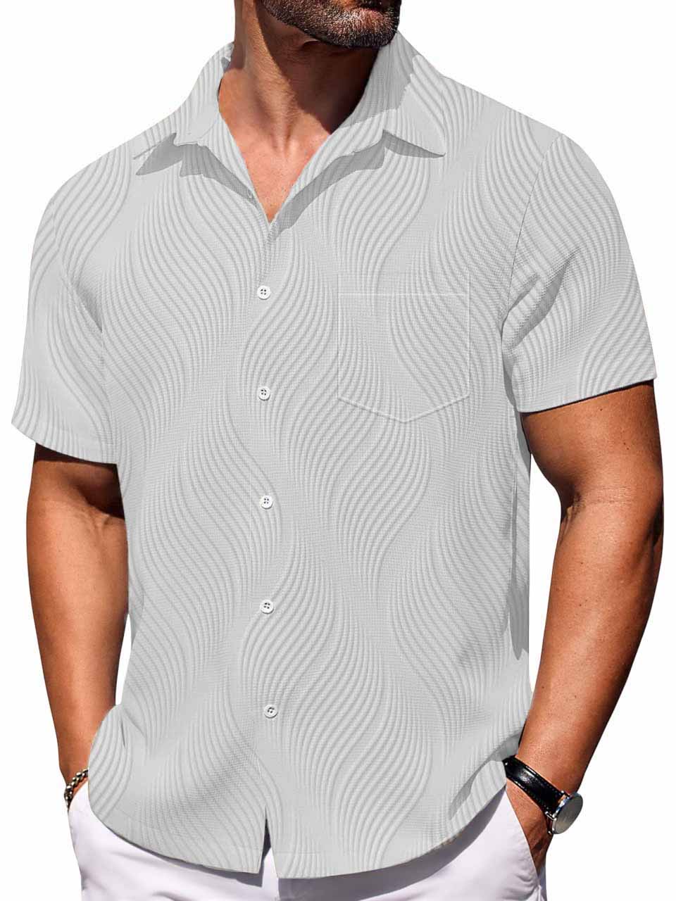 Men's Retro Comfortable Lapel Irregular Printed Short-Sleeved Shirt