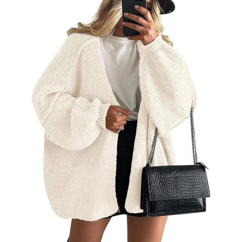 Women's Oversized Cardigan Sweater Fall Long Lantern Sleeve Knit Open Front Lightweight Sweater Knitwear Tops