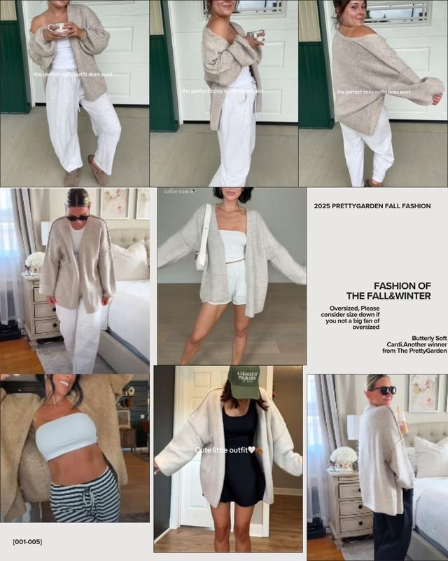 Women's Oversized Cardigan Sweater Fall Long Lantern Sleeve Knit Open Front Lightweight Sweater Knitwear Tops