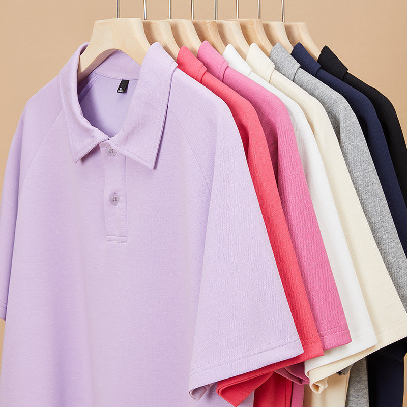 Men's Solid Color Comfortable Cotton Casual Daily Raglan Short-sleeved Polo Shirt