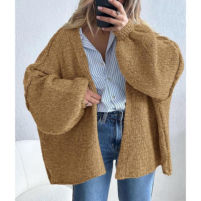 Women's Oversized Cardigan Sweater Fall Long Lantern Sleeve Knit Open Front Lightweight Sweater Knitwear Tops