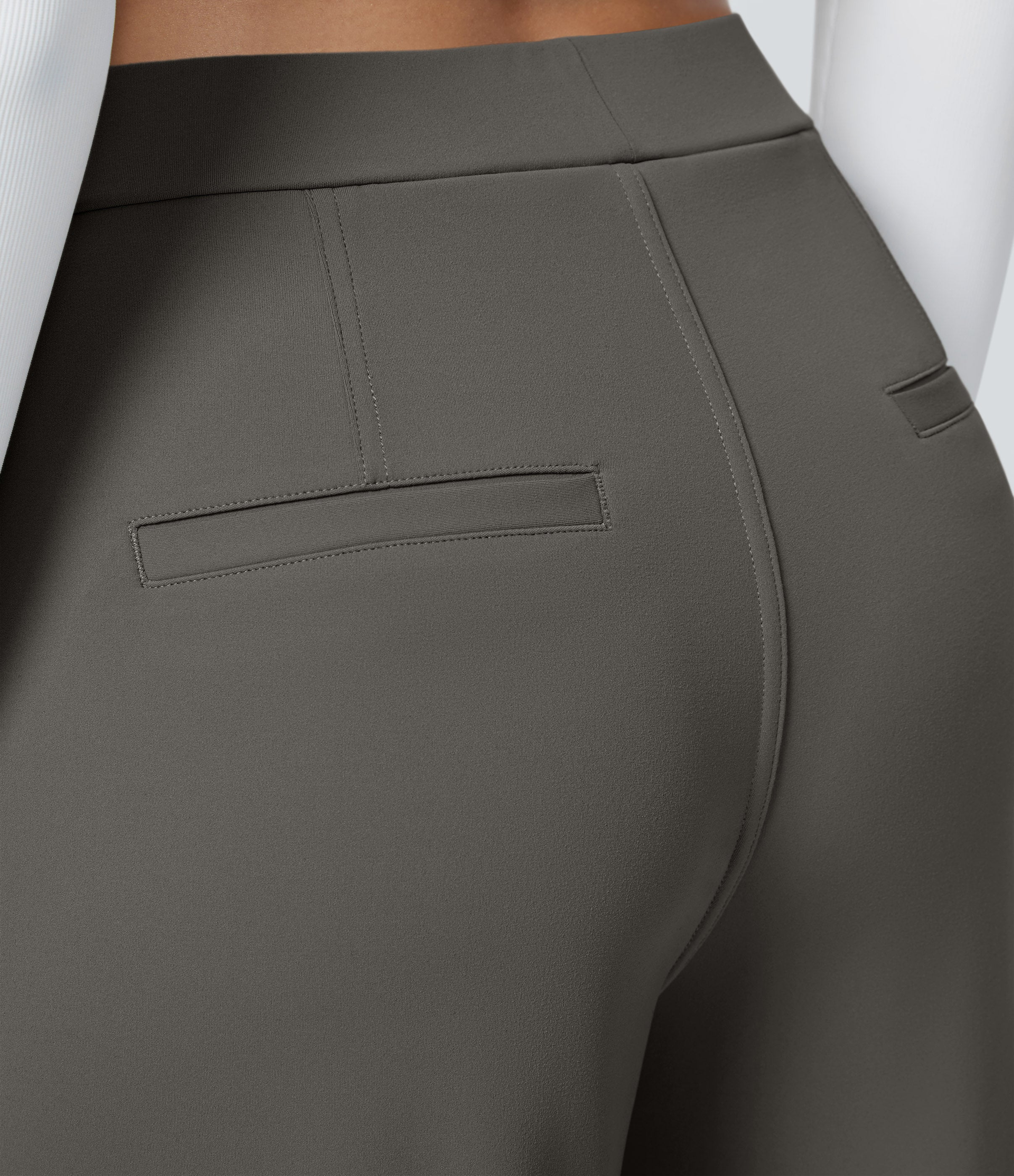 Factory Outlet - High Waisted Side Pocket Straight Leg Work Suit Pants