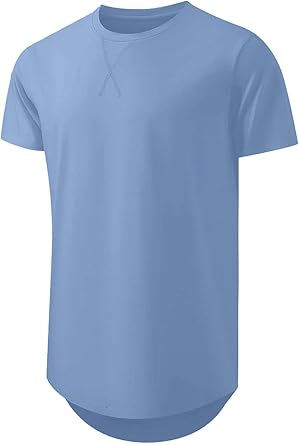 🔥🔥Men's 12-Pack Cotton Hipster Hip Hop Longline Crewneck T-Shirt