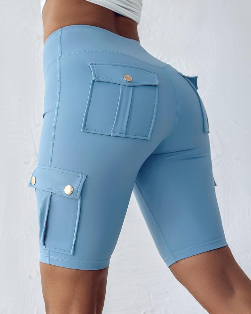 🔥High Waist Butt-Lift Biker Shorts with Pocket Flap 🔥