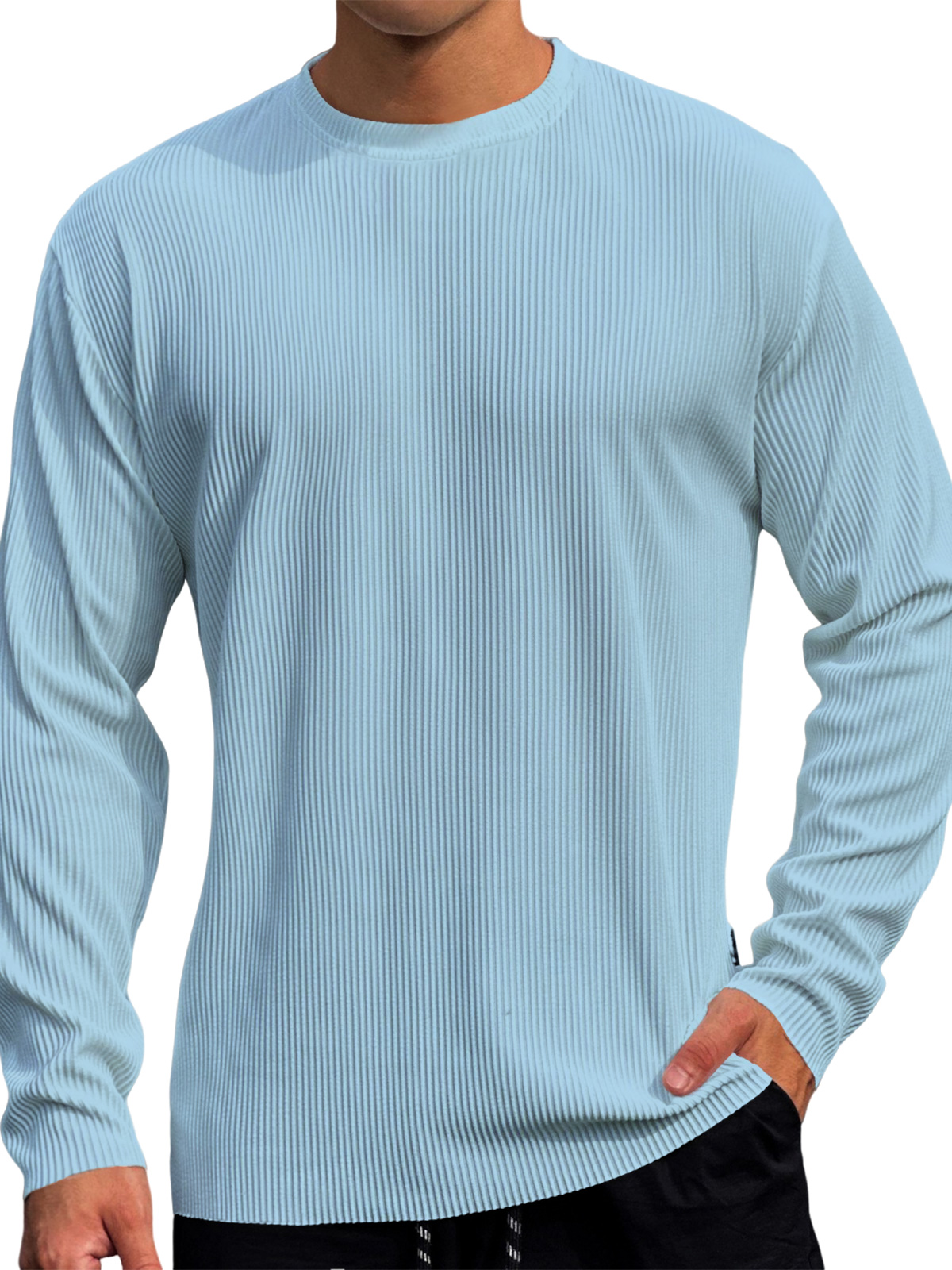 Men's Casual Round Neck Striped Loose Large Size T-Shirt