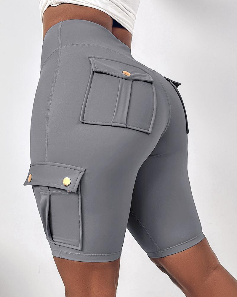 🔥High Waist Butt-Lift Biker Shorts with Pocket Flap 🔥