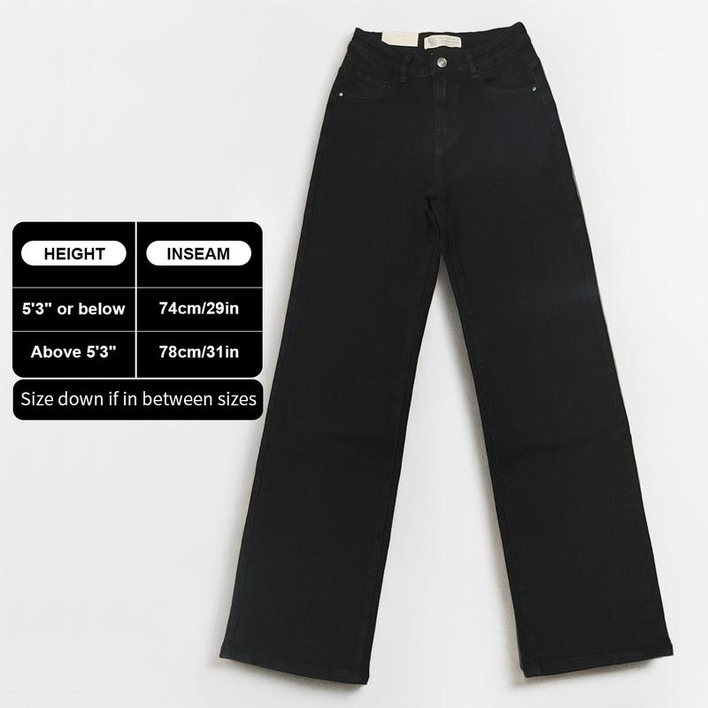 Women's High-Waist Stretch Wide-Leg Jeans – Trendy Multi-Pocket Denim Pants