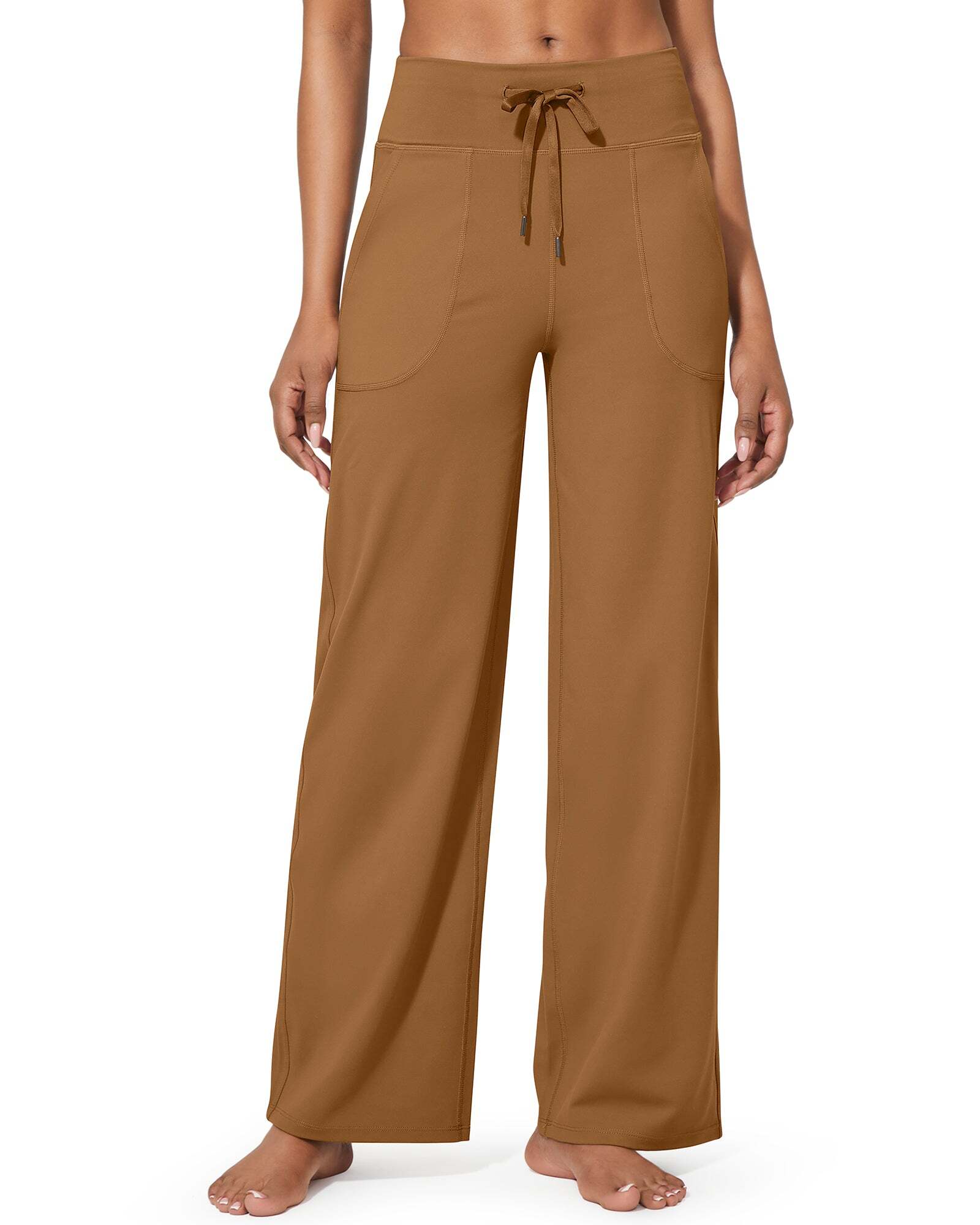 Women's Wide Leg Pants Yoga Pants High Waisted Sports Pants with Pockets Elastic Casual Comfort Pants