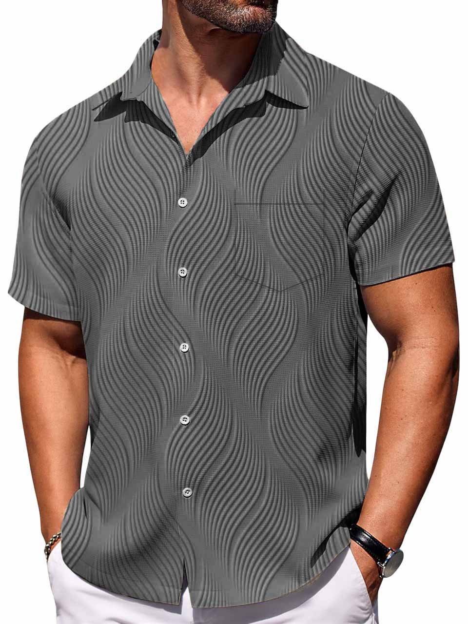Men's Retro Comfortable Lapel Irregular Printed Short-Sleeved Shirt
