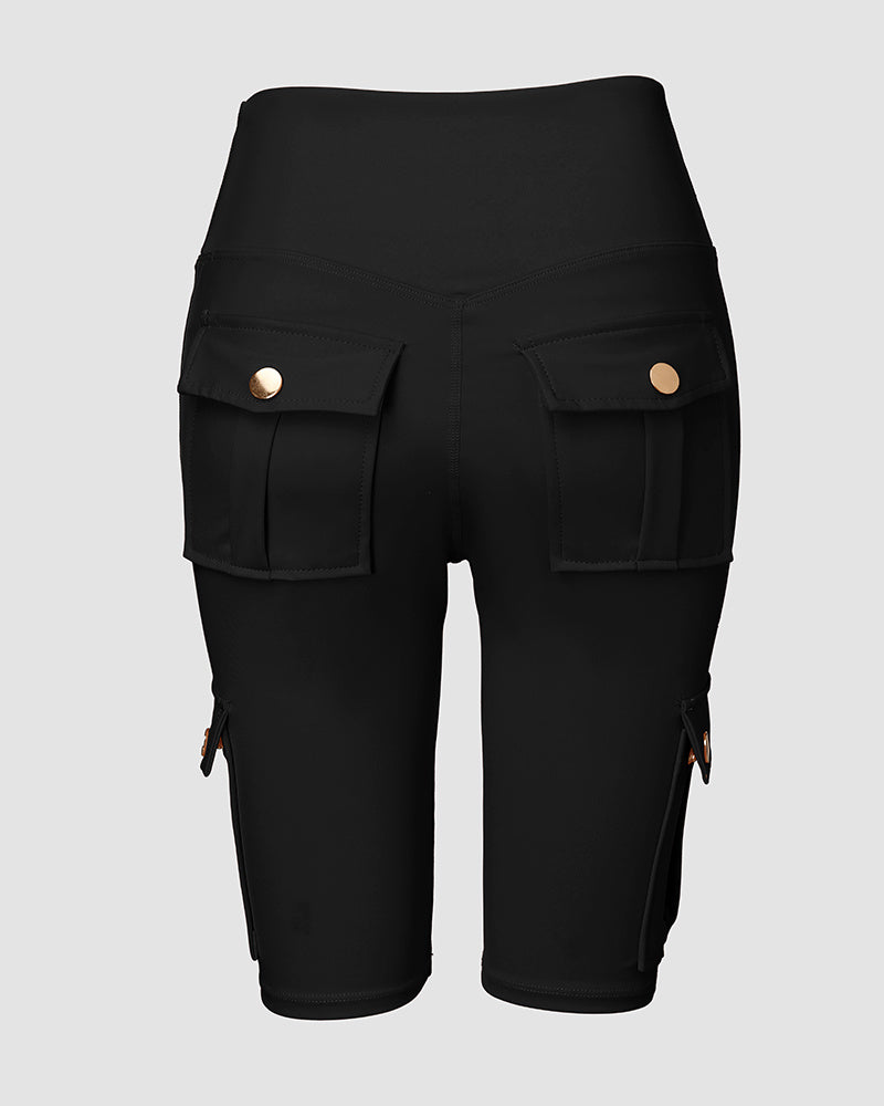 🔥High Waist Butt-Lift Biker Shorts with Pocket Flap 🔥