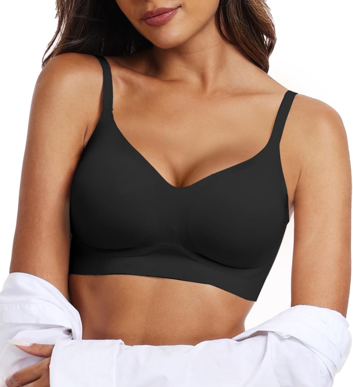 Women's daily push-up bra comfortable no-wire V-neck seamless no-wire bra