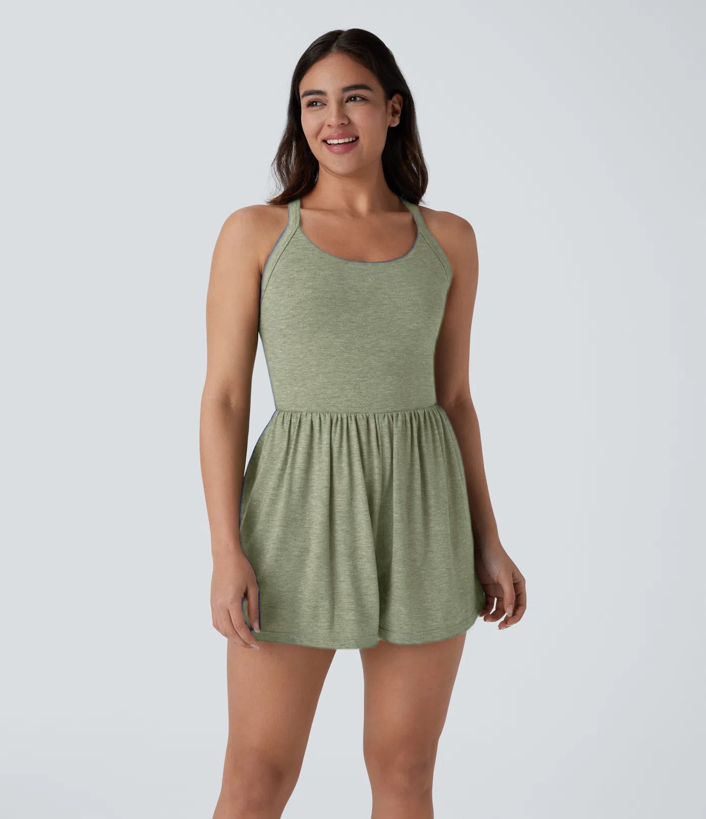 Backless Twisted Side Pocket 2-in-1 Resort Romper