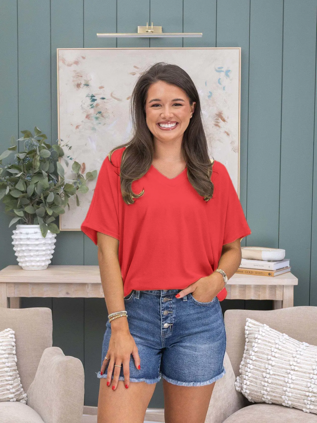 💥 Final Sale Short Sleeve Dreamy Knit V Neck Top | S - 3X