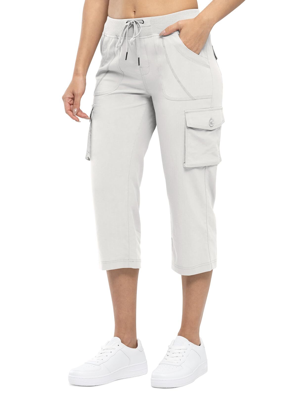 🔥Last day promotion!Women’s Loose Fit Lightweight Capri Cargo Pants – Casual 3/4 Trousers with 6 Pockets