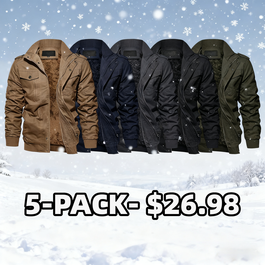 🔥October Hot Sale 🔥Men's Regular Fit Solid Pocket Zipper Jacket, Casual Long Sleeve Stand Collar Outerwear for Fall & Winter