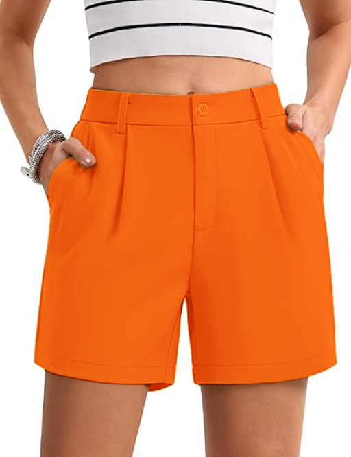 Women's Solid Color Button Casual Fitted Pocket Leg Shorts