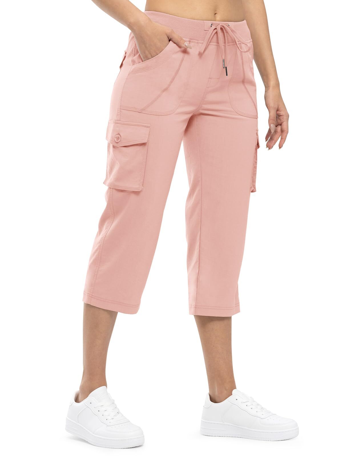 🔥Last day promotion!Women’s Loose Fit Lightweight Capri Cargo Pants – Casual 3/4 Trousers with 6 Pockets