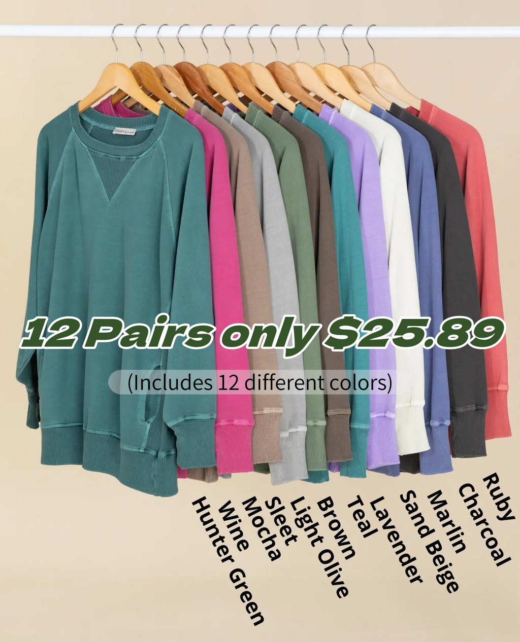 💝FINAL PROMO🔥Pigment Dyed Sweatshirt With Pockets