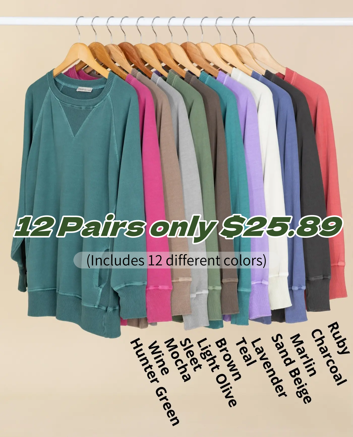 💝FINAL PROMO🔥Pigment Dyed Sweatshirt With Pockets