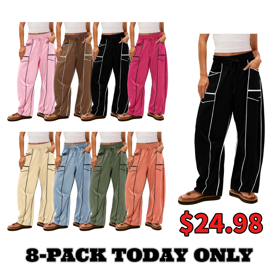 Women's Loose Wide-Leg Drawstring Sweatpants with Pockets