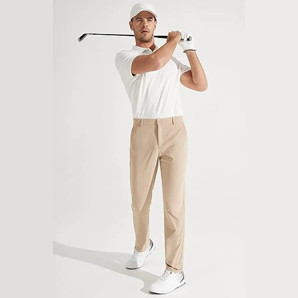 Men's Stretch Gurkha Pants Slim Fit Dress Pants for Men Expandable Waist Dress Pants