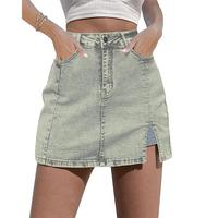 ⚡Factory-Direct Deals⚡Skorts Skirts for Women Denim Mini Skirt Side Slit with High Waisted Jean Shorts Stretchy
