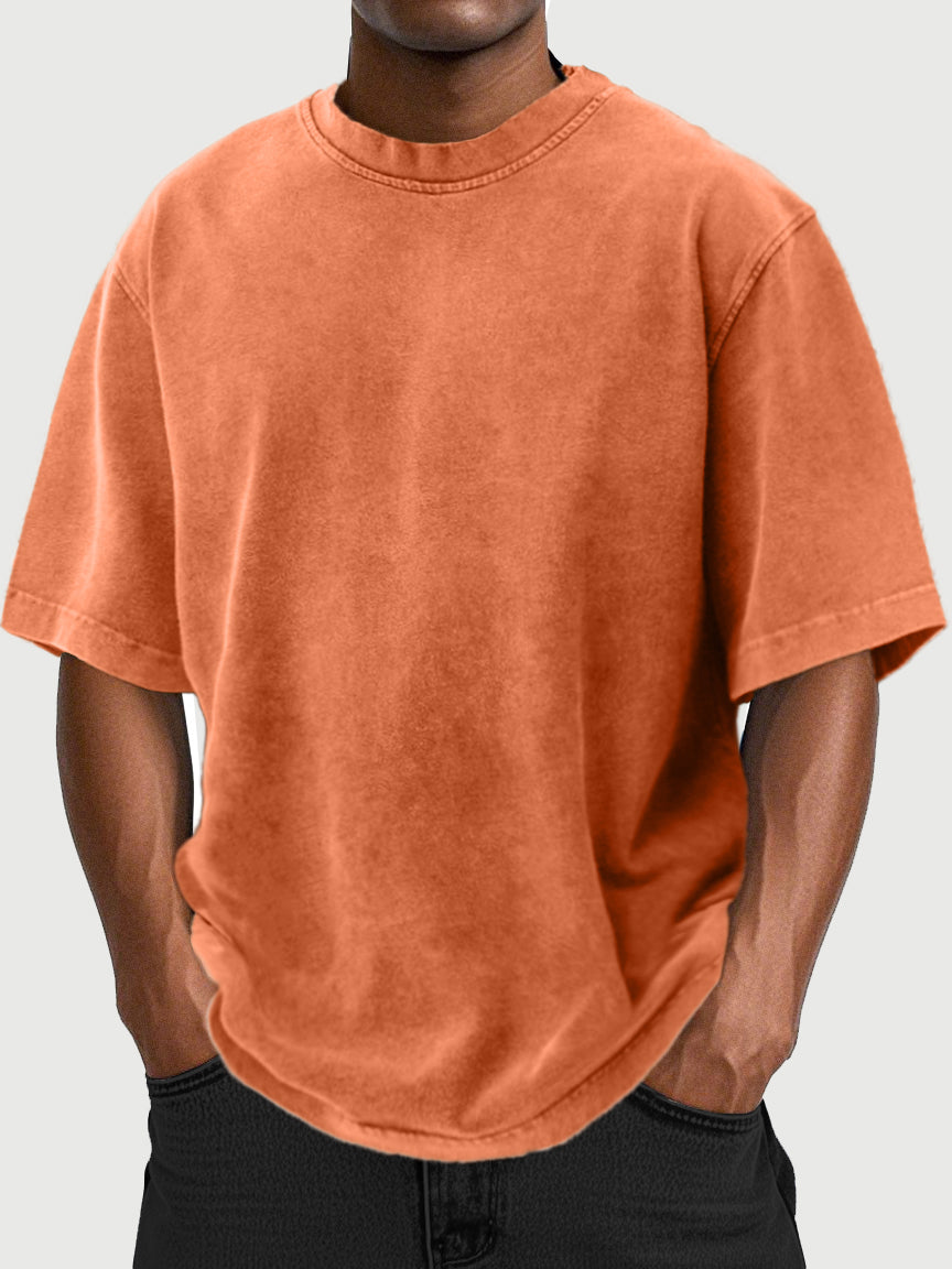 Men's Vintage Washed And Distressed 100% Cotton T-shirt