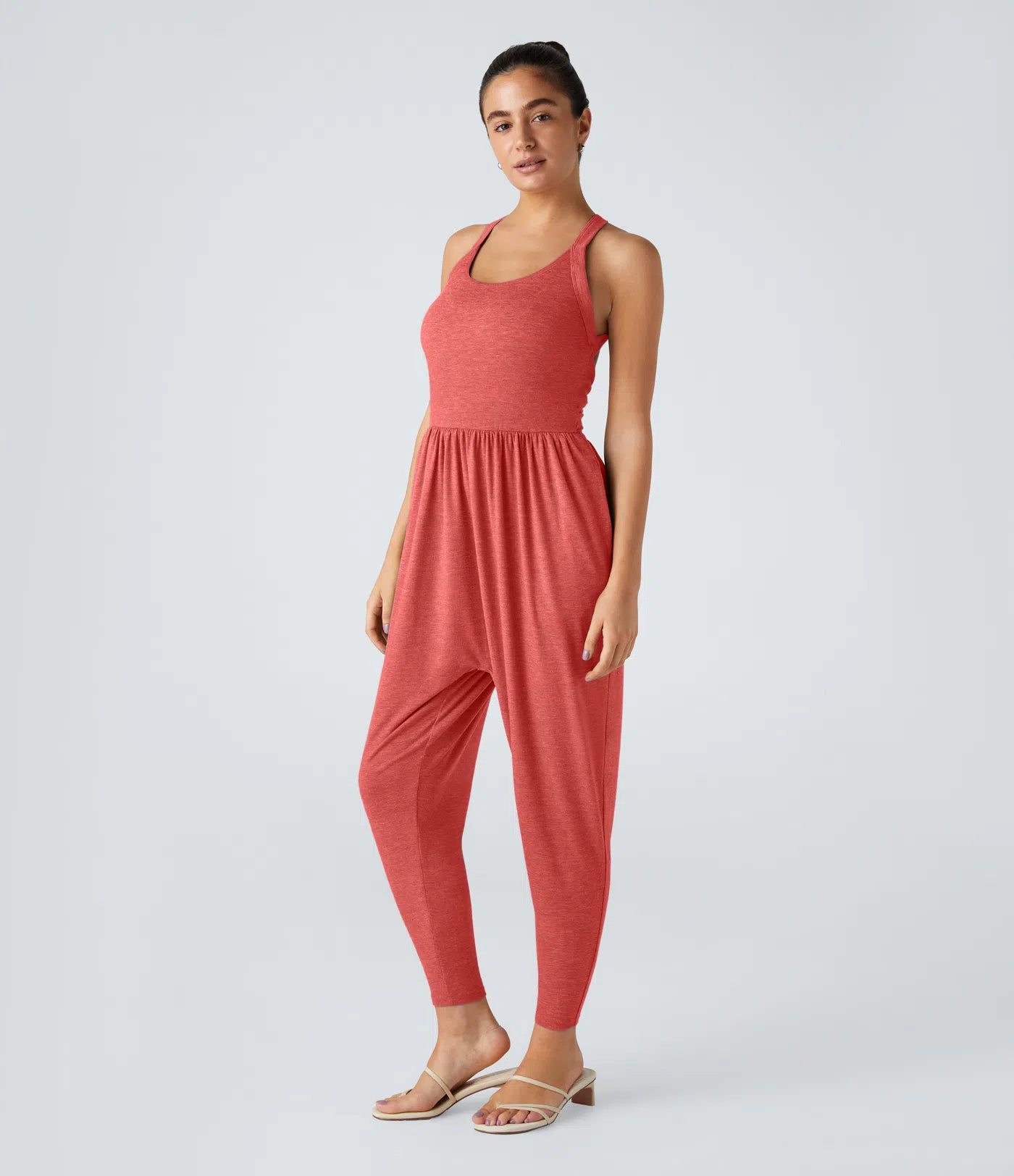 💝Last day promotion-⏰Backless Twisted U Neck Side Pocket Harem Casual Jumpsuit-Easy Peezy Edition