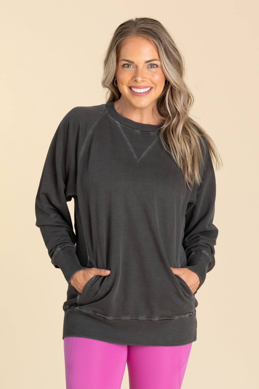 💝FINAL PROMO🔥Pigment Dyed Sweatshirt With Pockets