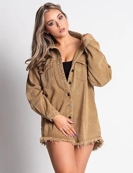 Women's Casual Long Sleeve Denim Jackets with Pockets