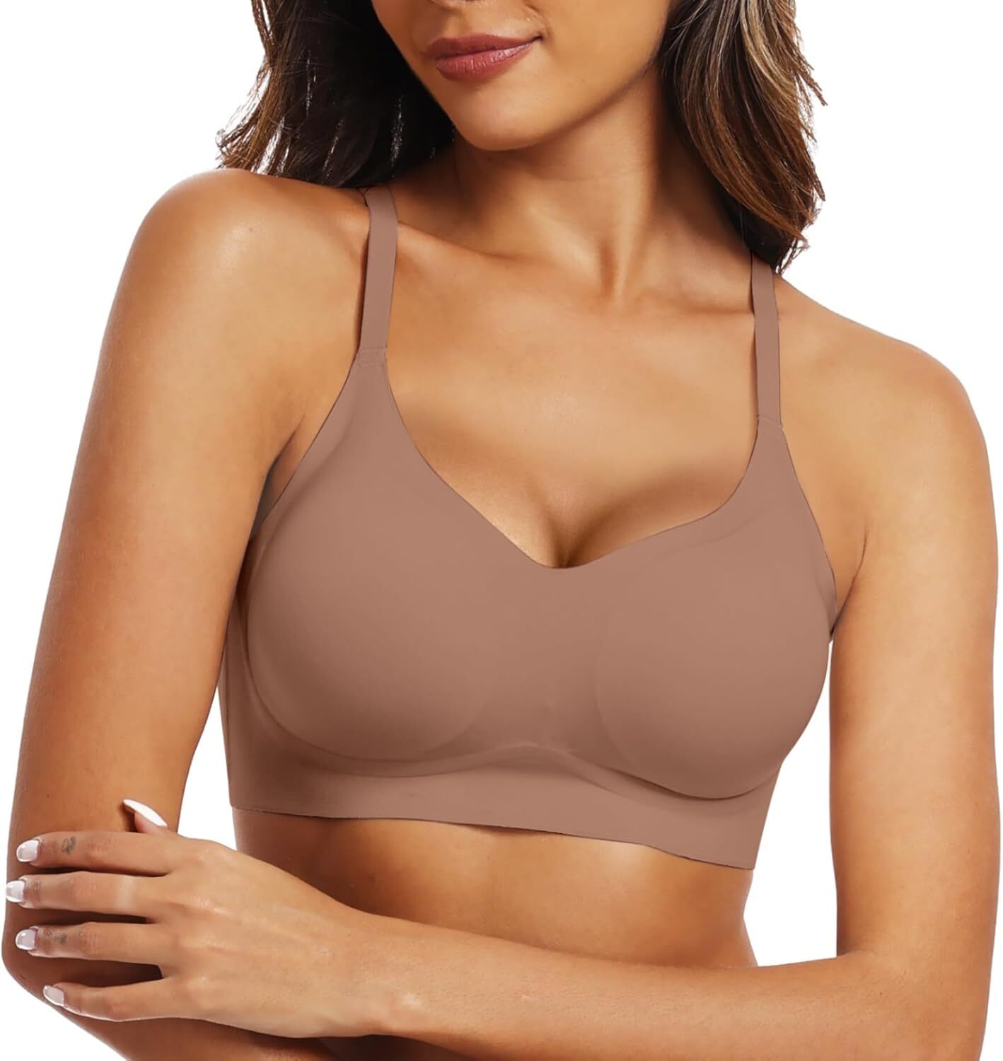 Women's daily push-up bra comfortable no-wire V-neck seamless no-wire bra