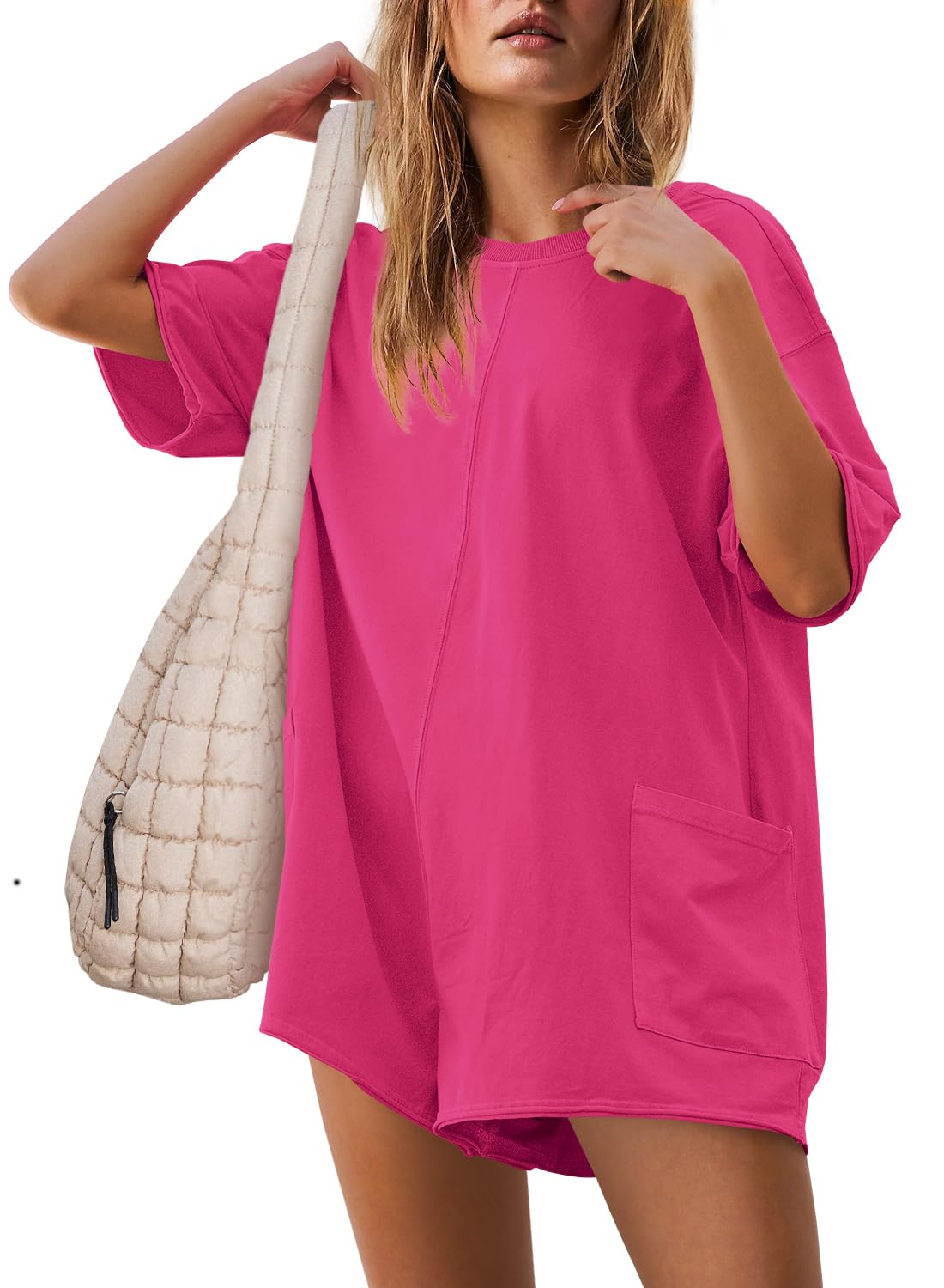 🔥Flash Sale⚡Women's Summer Oversized Reversible Tee Romper