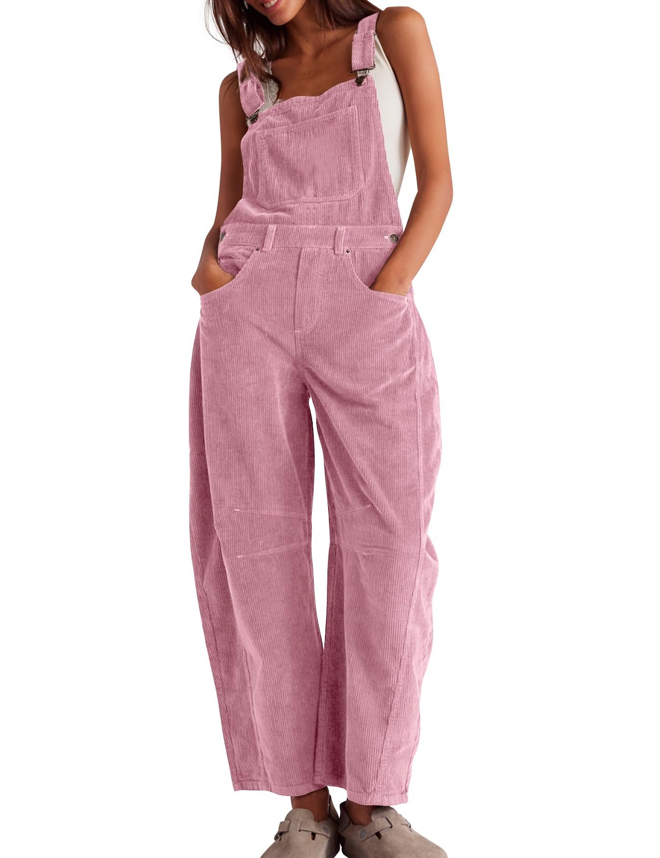 🍂 Women's Corduroy Overalls – Baggy Bib Jumpsuit with Pockets