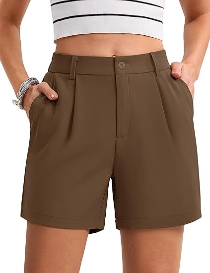 Women's Solid Color Button Casual Fitted Pocket Leg Shorts