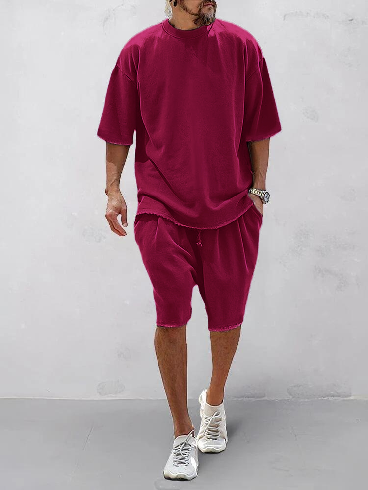 Men's Casual Loose Fit Solid Sports Sets